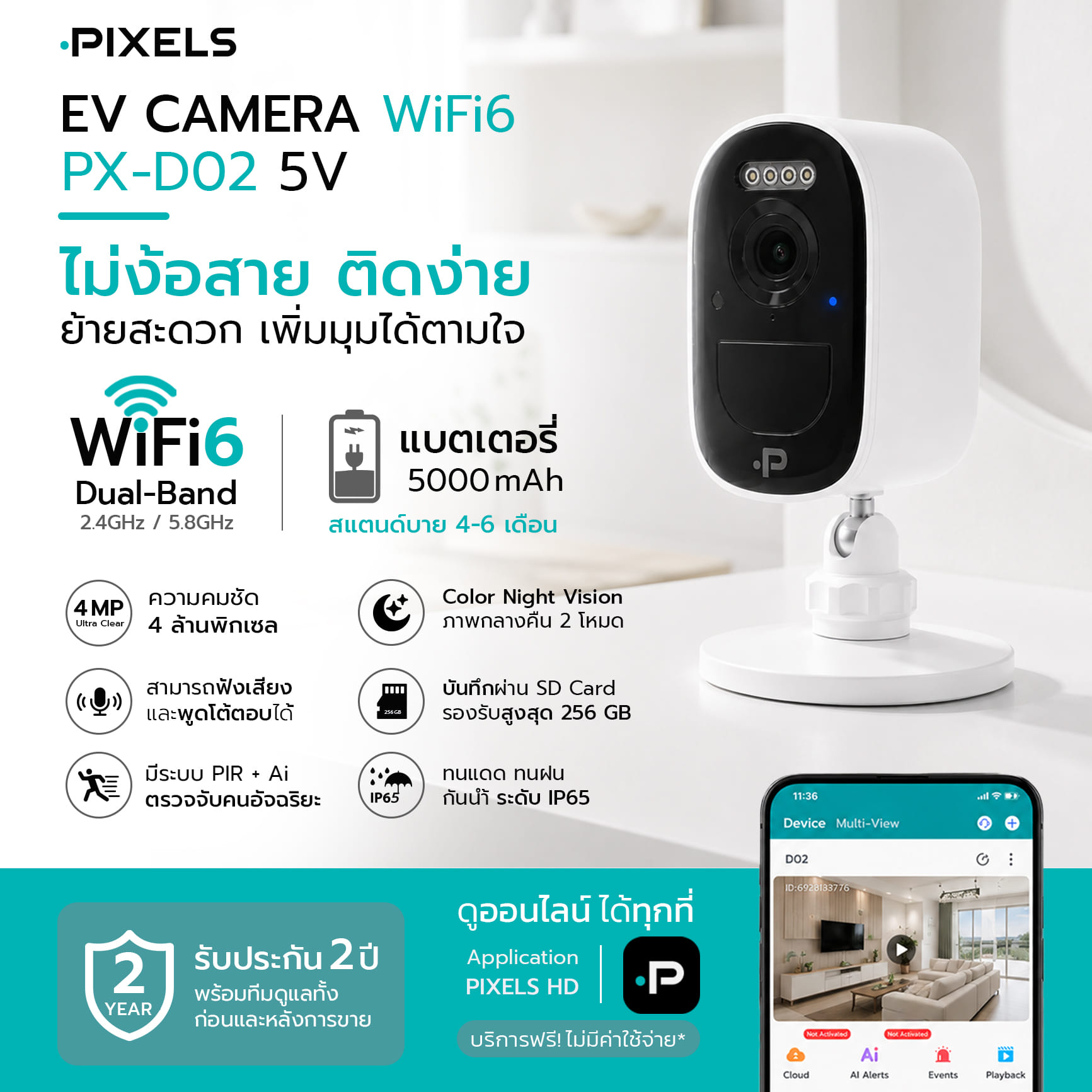 กล้องวงจรปิดไร้สาย PIXELS CCTV PX-D02_3